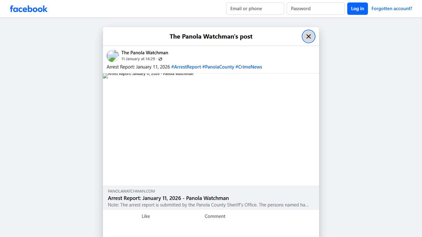 Arrest Report: January 11, 2026... - The Panola Watchman | Facebook