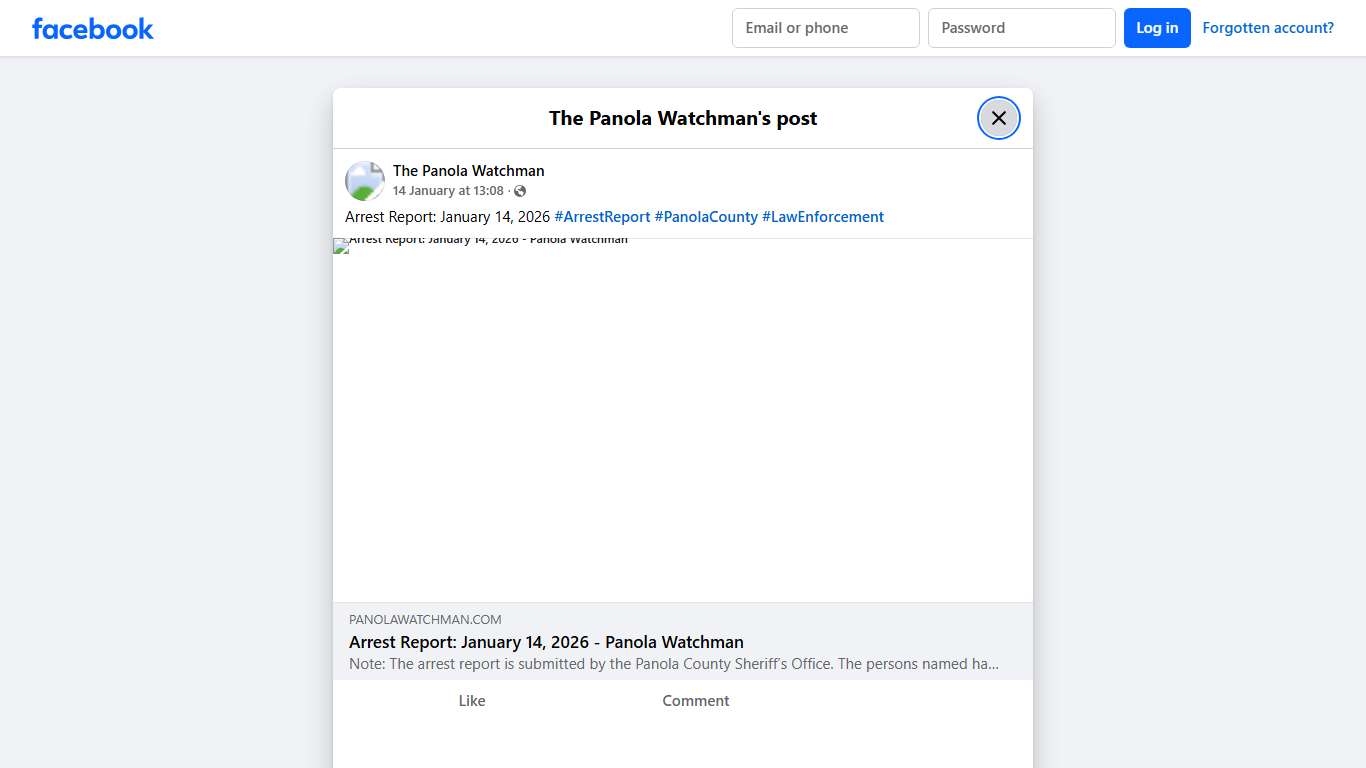 Arrest Report: January 14, 2026... - The Panola Watchman | Facebook
